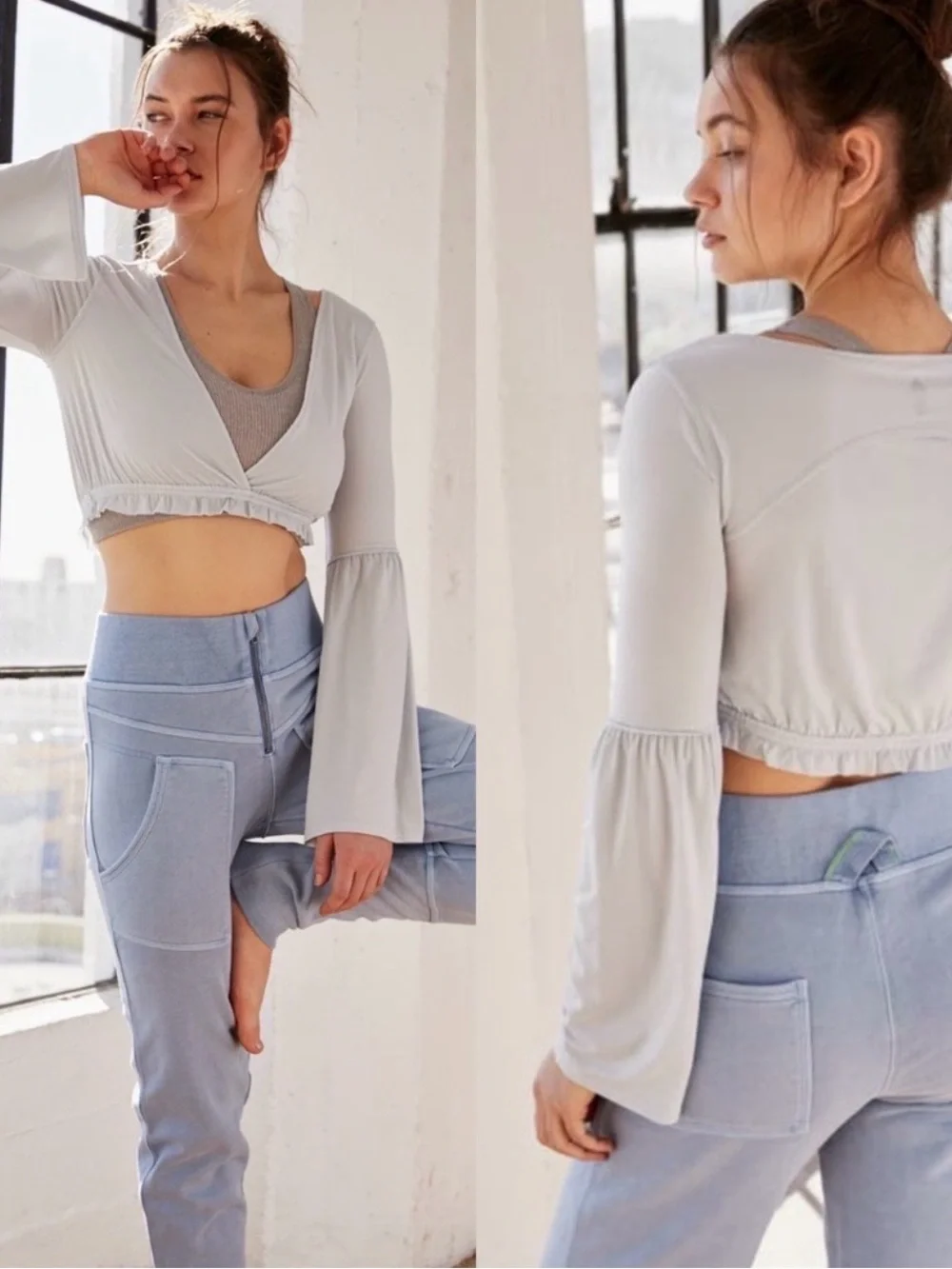 Free People Movement Movin On Up Light Blue Tissue Weight Crop Top